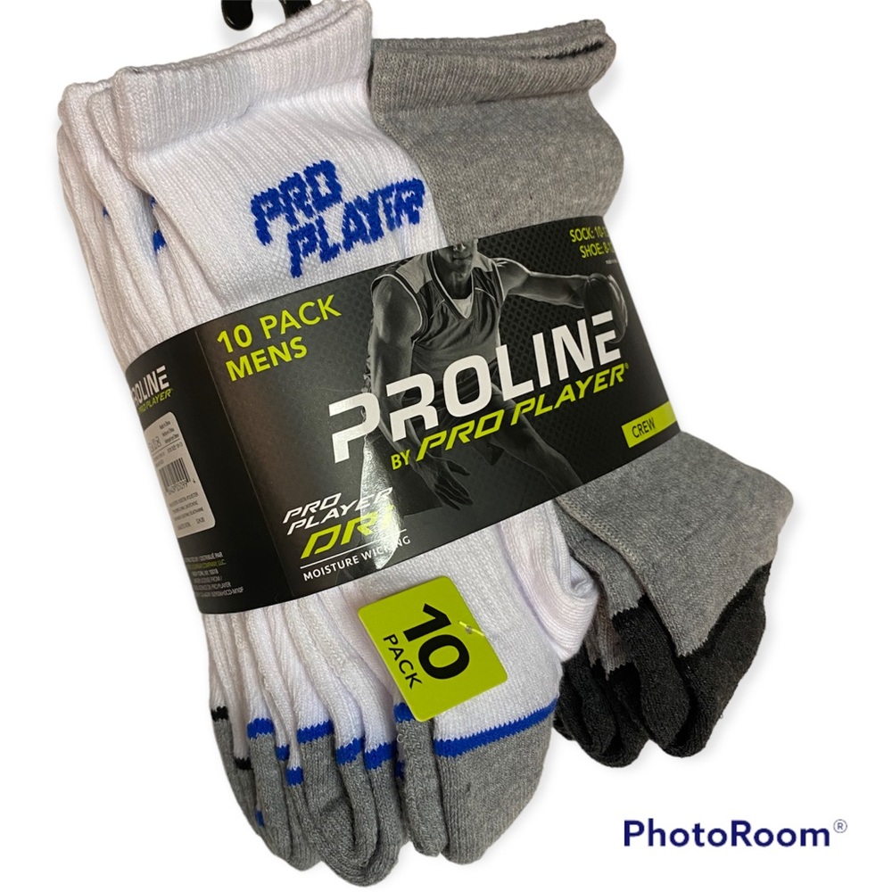 10 Pack Men’s Crew Socks NWT Proline Brand
